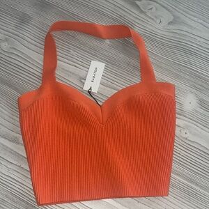 NWT Babaton Parish Sculpt Knit Top- Orange Citrine